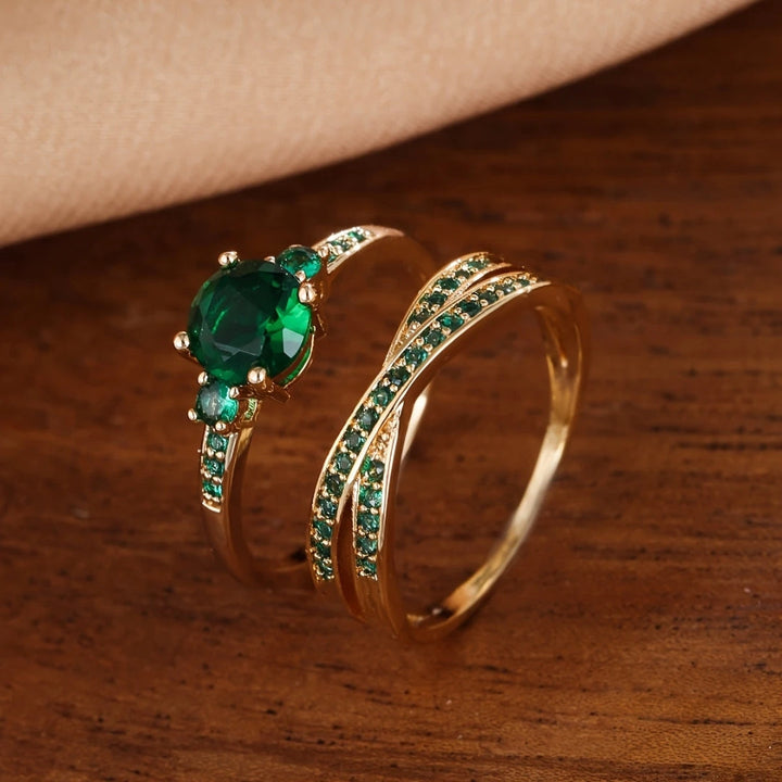 Odessa | Emerald Crystal Ring Set