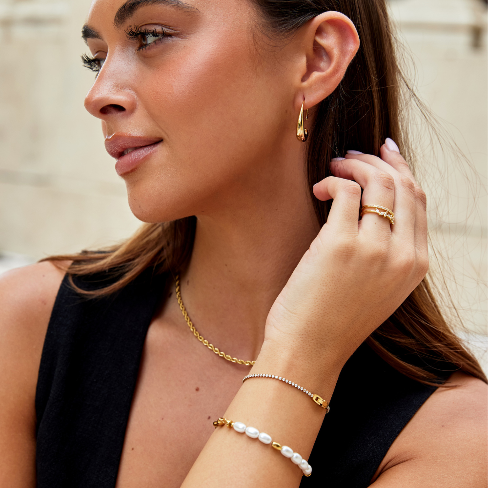 Ana | Niyah Crystal Gold Bracelet