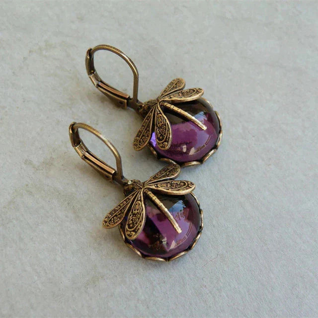 Anahi | Spherical Dragonfly Earrings in Antique Gold