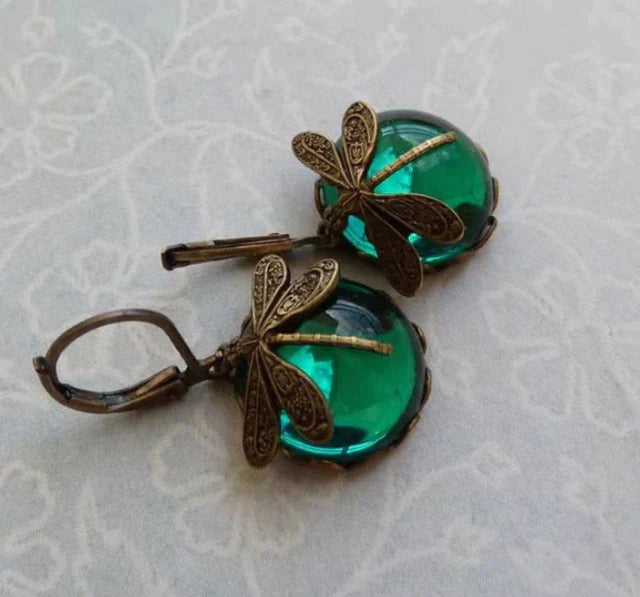 Anahi | Spherical Dragonfly Earrings in Antique Gold
