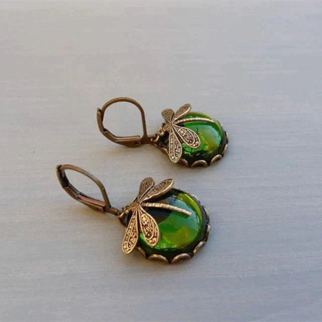 Clara | Antique Gold Dragonfly Earrings