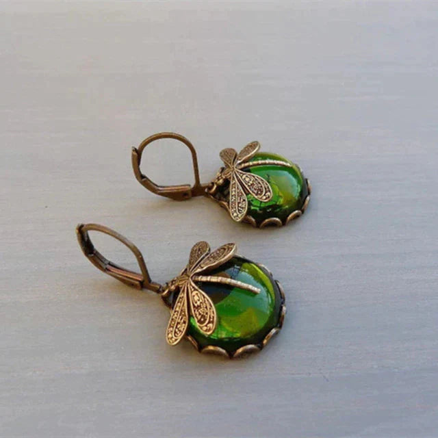 Anahi | Spherical Dragonfly Earrings in Antique Gold