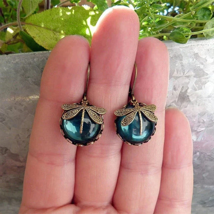 Anahi | Spherical Dragonfly Earrings in Antique Gold
