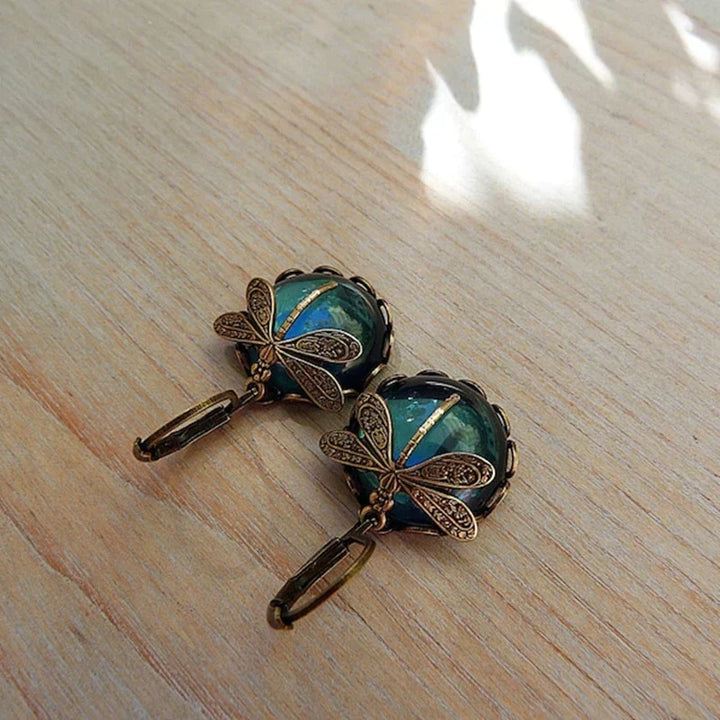 Anahi | Spherical Dragonfly Earrings in Antique Gold