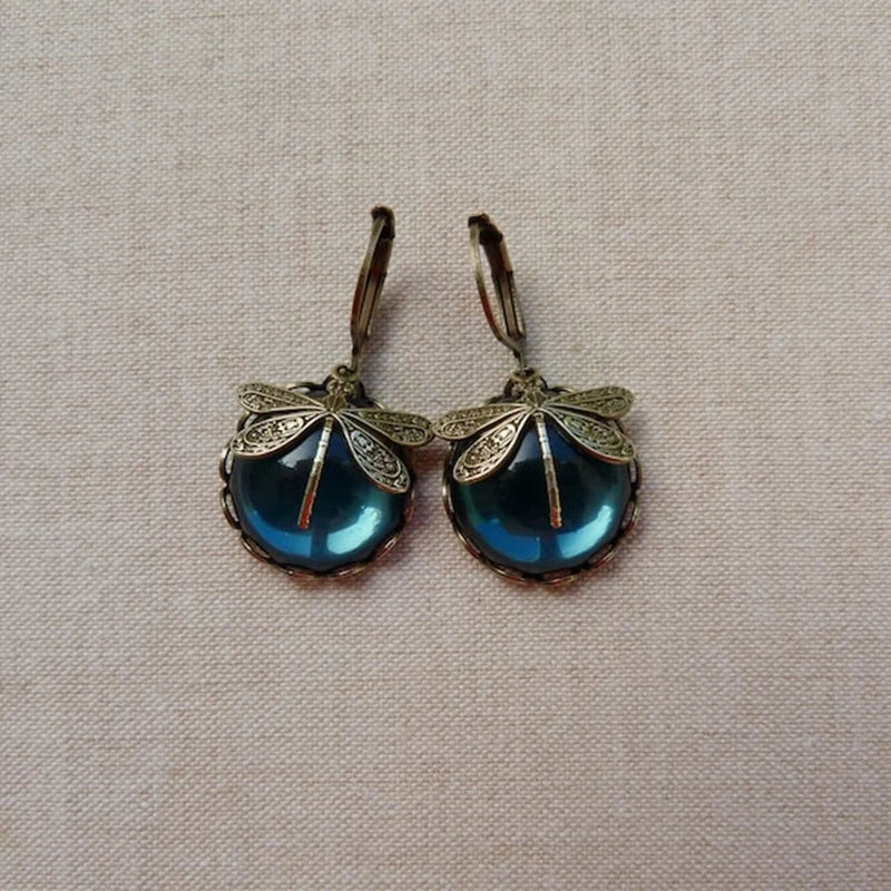 Clara | Antique Gold Dragonfly Earrings