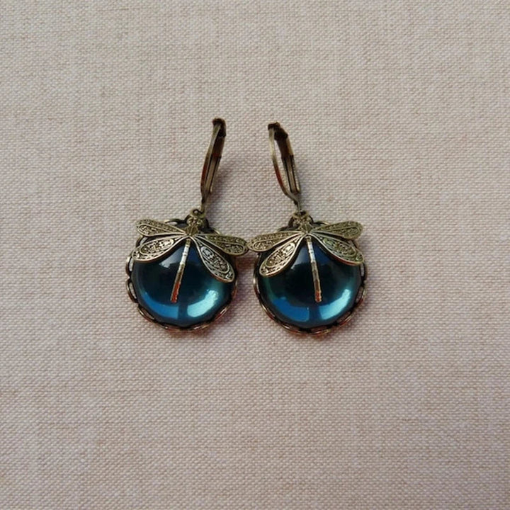 Clara | Antique Gold Dragonfly Earrings