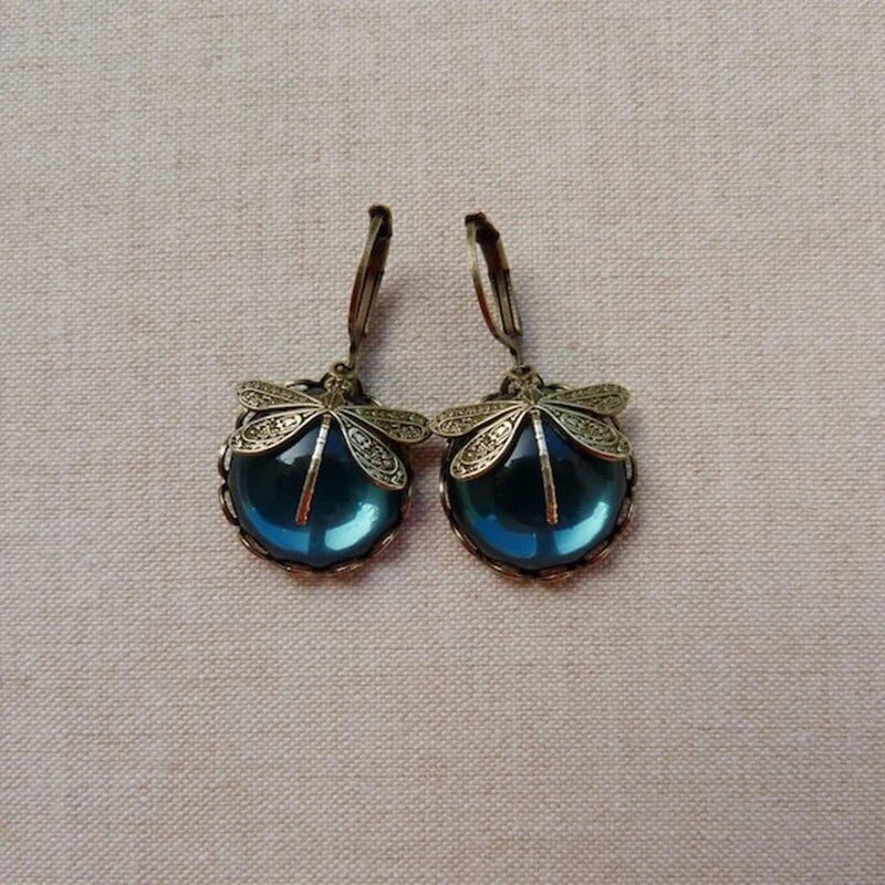 Anahi | Spherical Dragonfly Earrings in Antique Gold