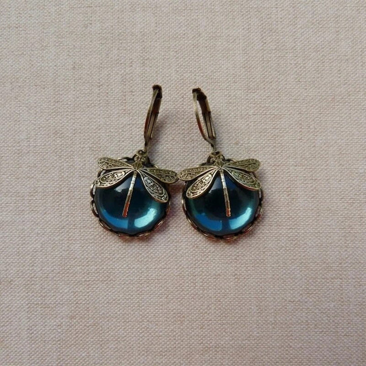 Anahi | Spherical Dragonfly Earrings in Antique Gold