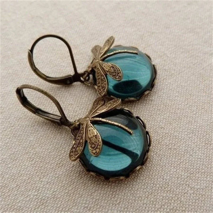 Anahi | Spherical Dragonfly Earrings in Antique Gold