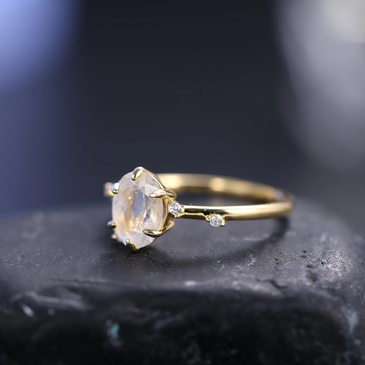 Serena | Milky blue Moonstone Silver Ring