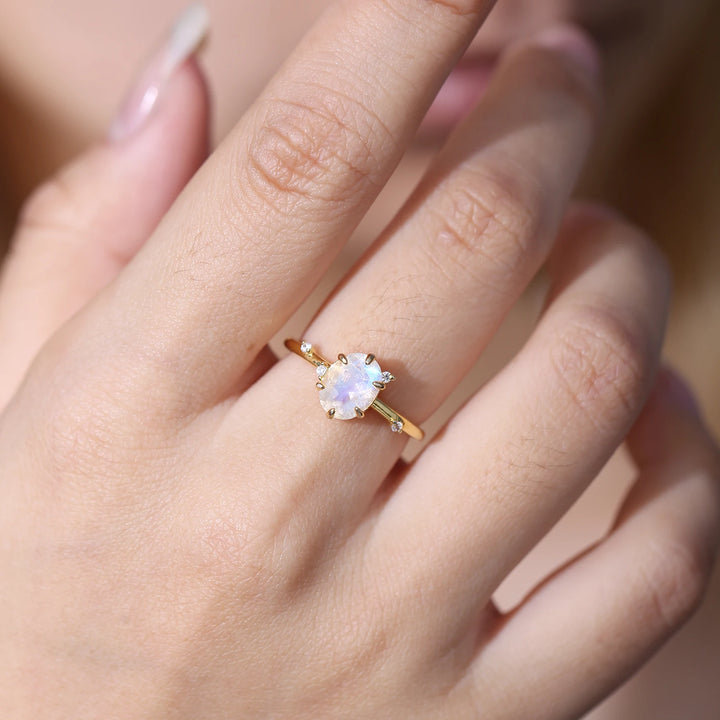 Serena | Milky blue Moonstone Silver Ring
