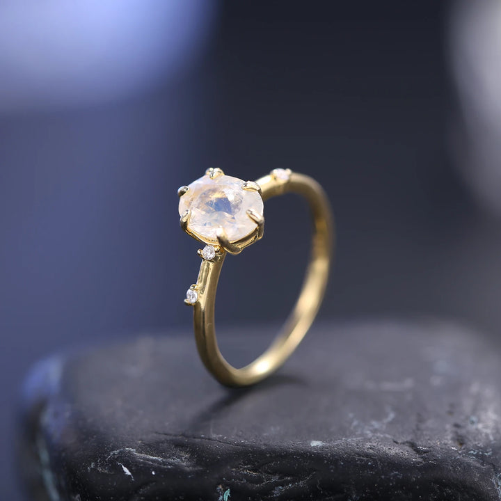 Serena | Milky blue Moonstone Silver Ring