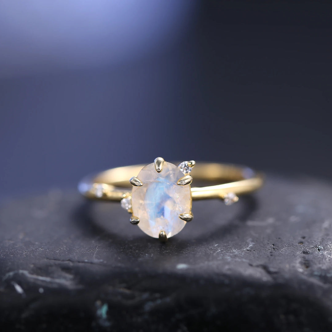 Serena | Milky blue Moonstone Silver Ring