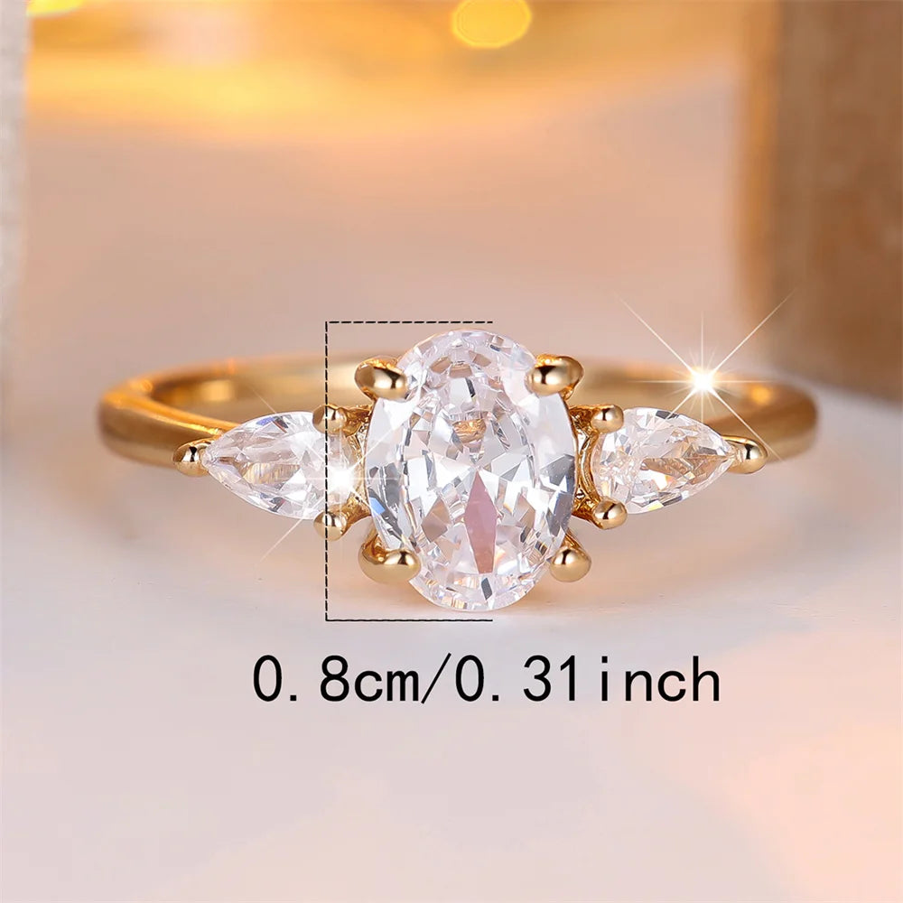 Selena | Luxury Crystal Oval Zircon Gold Ring