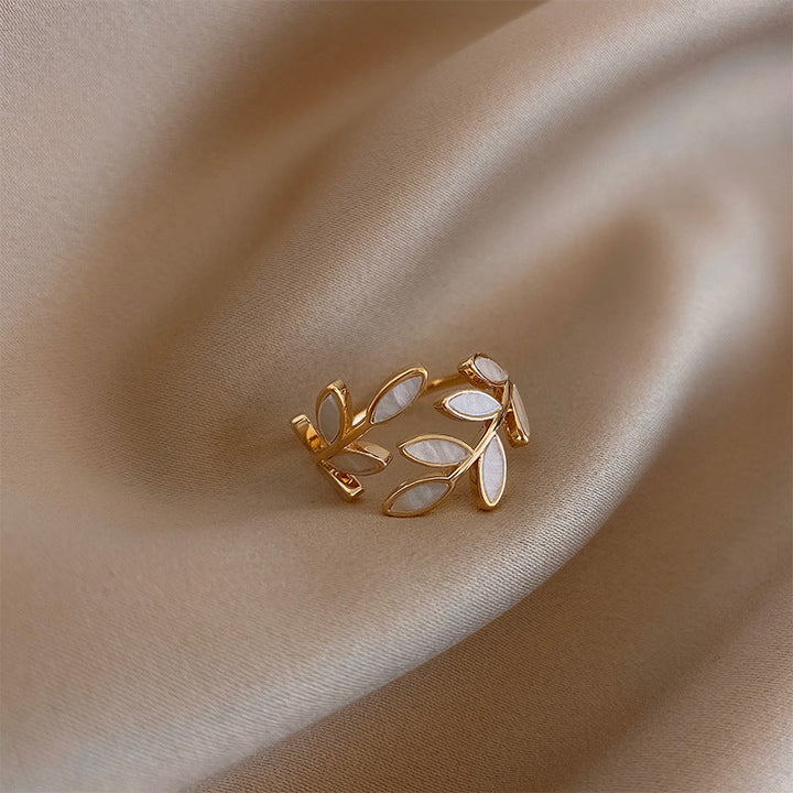 Liora | White Opal Leaf Ring