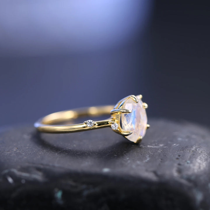 Serena | Milky blue Moonstone Silver Ring