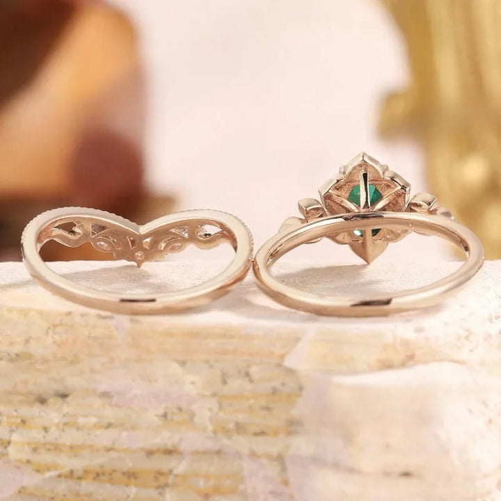 Dalia | crown shape green zircon inlaid personalized luxury ring