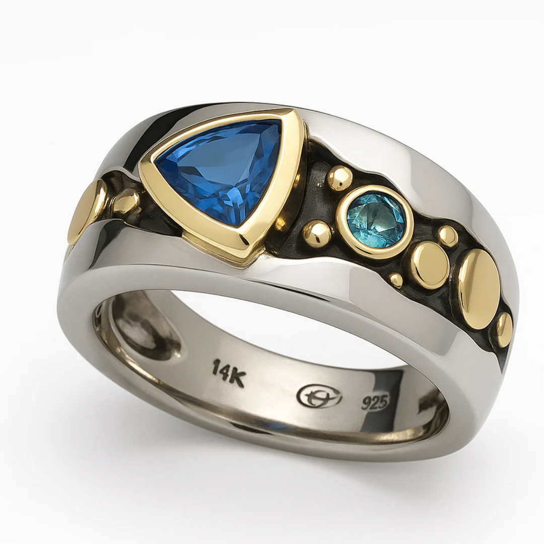 Kaia | Vintage Blue Zirconia Boho Ring