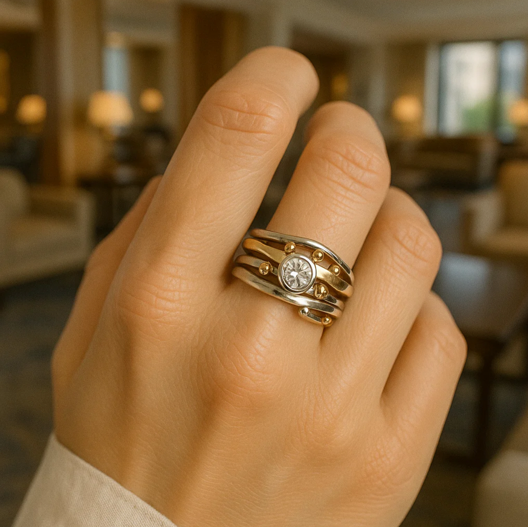 Emery | Vintage Gold Inlaid Zirconia Ring