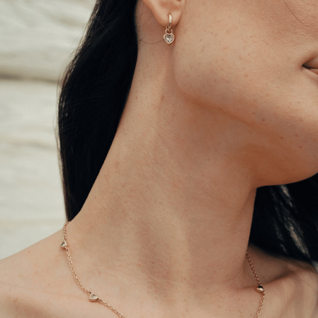 Raina | Heart Drop Earrings (Pink)