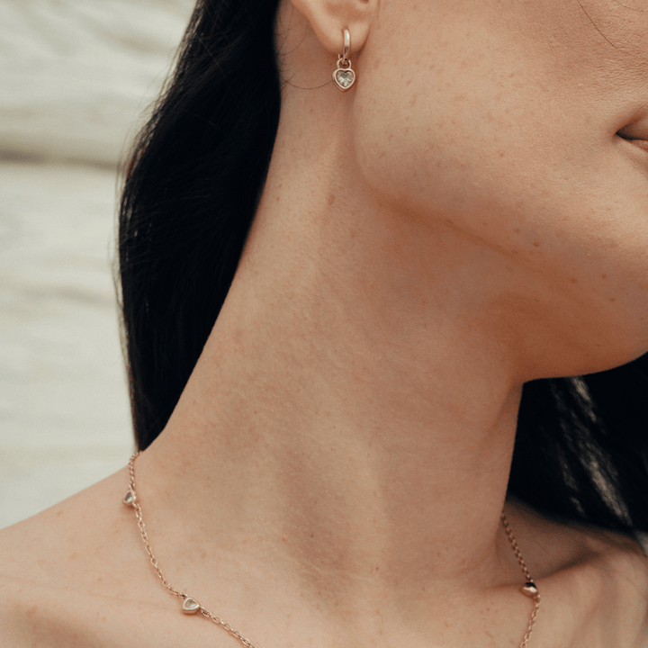 Raina | Heart Drop Earrings (Pink)