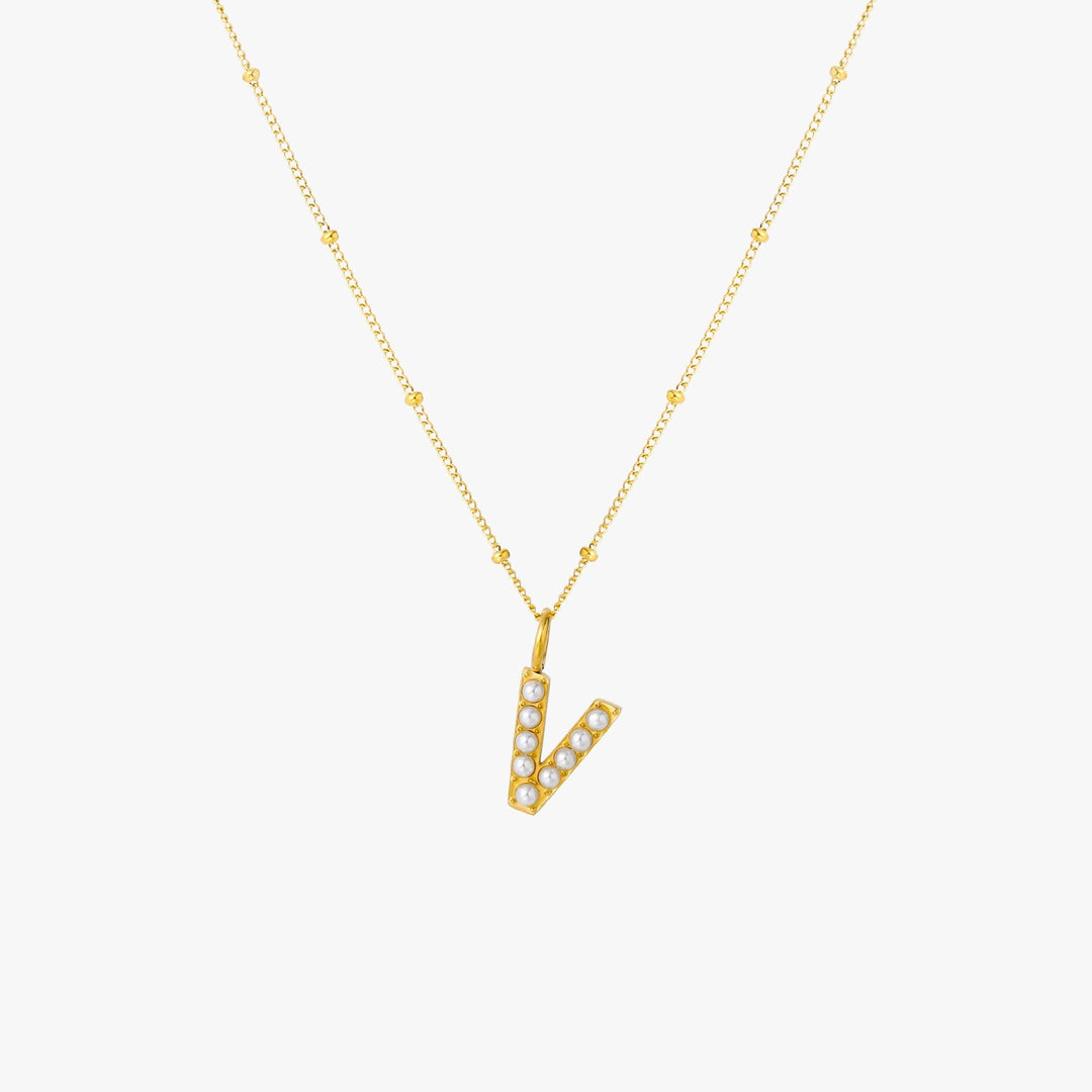 Amanda | Pearl Initial Necklace