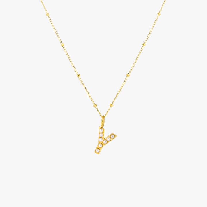 Amanda | Pearl Initial Necklace