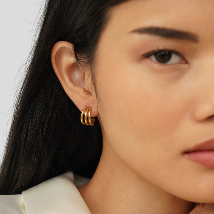 Ana | Triple Gold Earrings