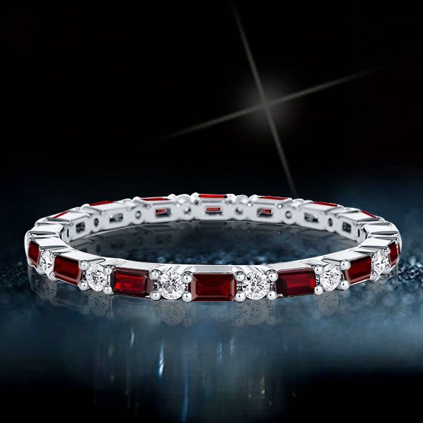 Reign | Eternity Wedding Band For Women Garnet Ring Affordable