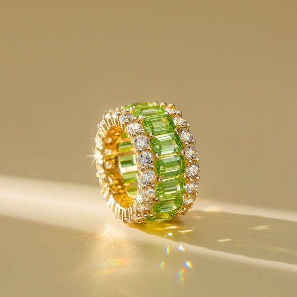 Maddie |  Peridot Ring Emerald Cut Eternity Wedding Band For Women