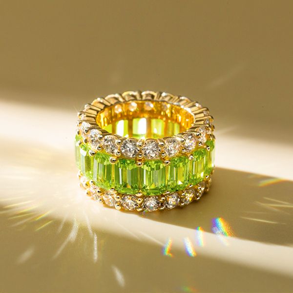 Maddie |  Peridot Ring Emerald Cut Eternity Wedding Band For Women