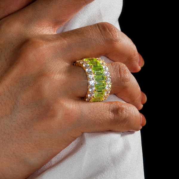 Maddie |  Peridot Ring Emerald Cut Eternity Wedding Band For Women