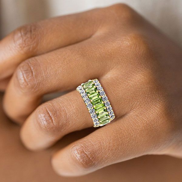 Maddie |  Peridot Ring Emerald Cut Eternity Wedding Band For Women