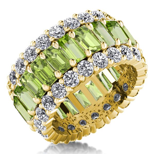 Maddie |  Peridot Ring Emerald Cut Eternity Wedding Band For Women