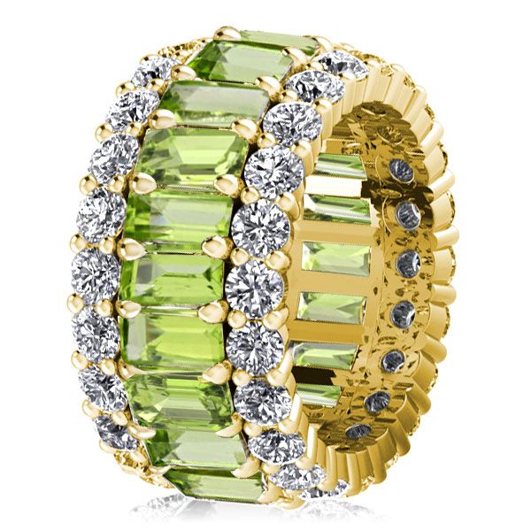 Maddie |  Peridot Ring Emerald Cut Eternity Wedding Band For Women
