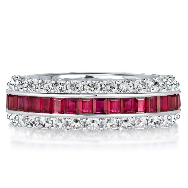 Jordyn | Triple Row Eternity Ruby Wedding Band In Sterling Silver