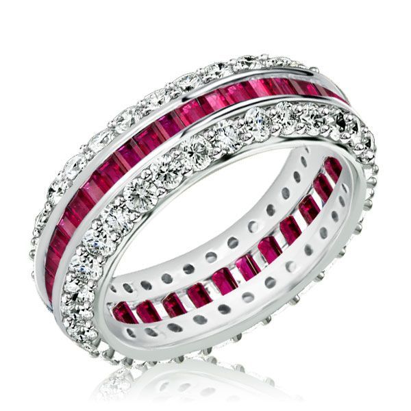 Jordyn | Triple Row Eternity Ruby Wedding Band In Sterling Silver