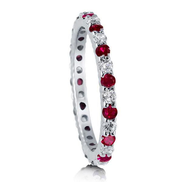 Meadow | White & Ruby Sapphire Eternity Wedding Band For Women