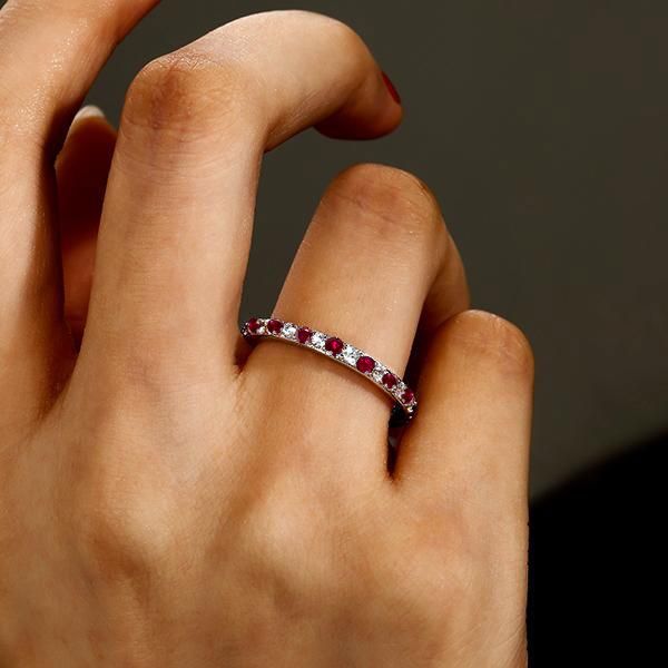 Meadow | White & Ruby Sapphire Eternity Wedding Band For Women