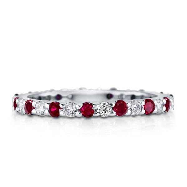 Meadow | White & Ruby Sapphire Eternity Wedding Band For Women