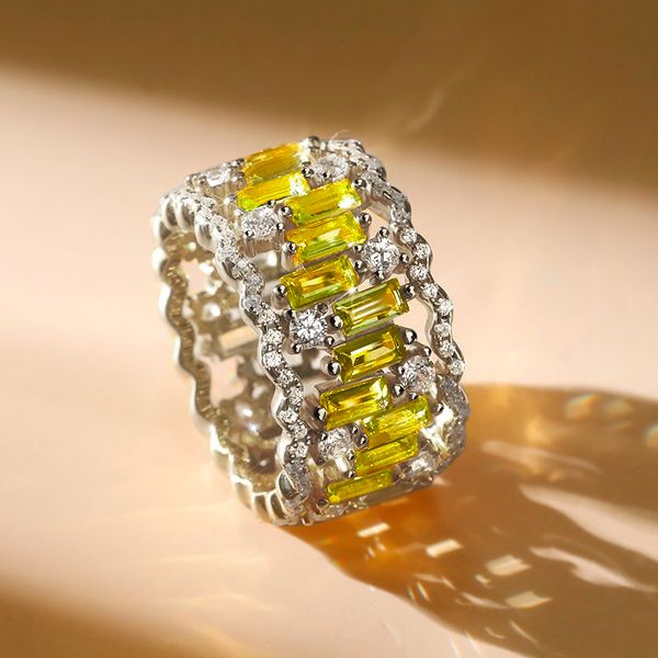 Molly | Peridot Baguette Cut Eternity Wedding Band For Women