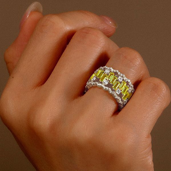 Molly | Peridot Baguette Cut Eternity Wedding Band For Women