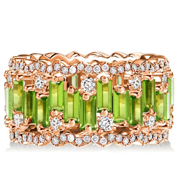 Molly | Peridot Baguette Cut Eternity Wedding Band For Women