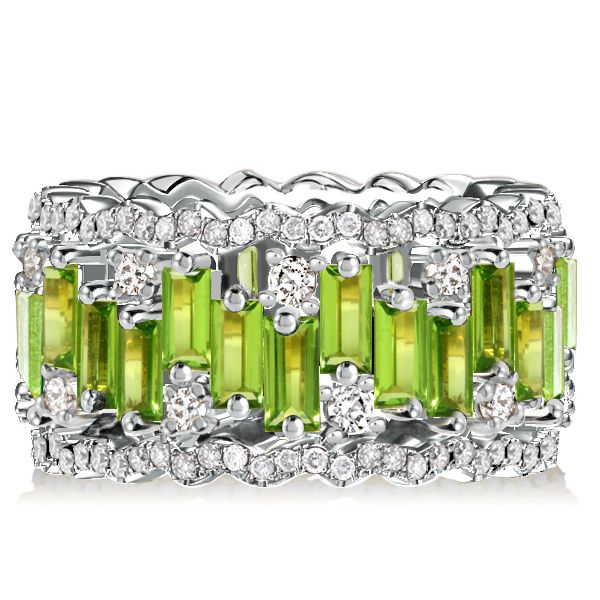 Molly | Peridot Baguette Cut Eternity Wedding Band For Women