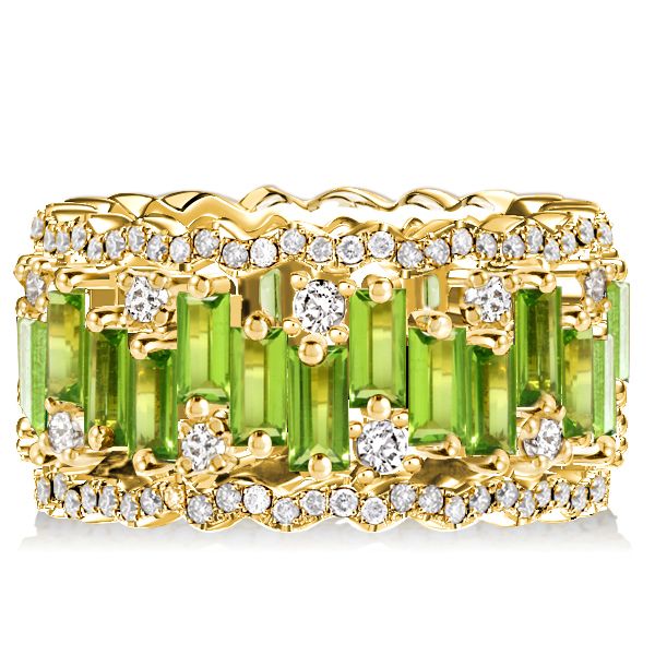Molly | Peridot Baguette Cut Eternity Wedding Band For Women