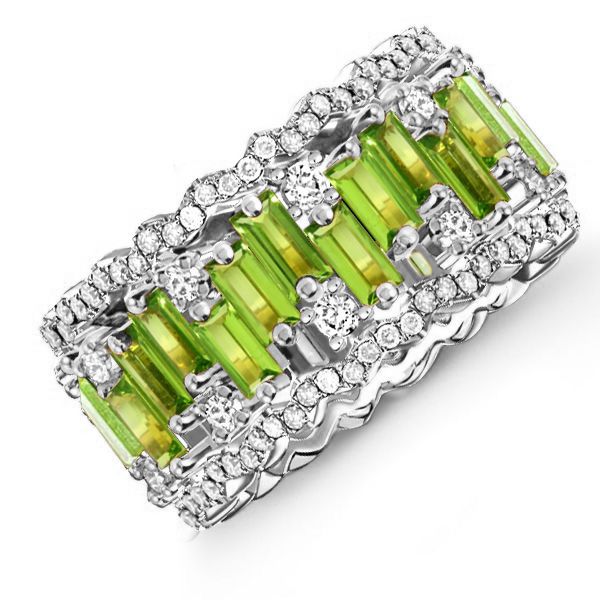 Molly | Peridot Baguette Cut Eternity Wedding Band For Women