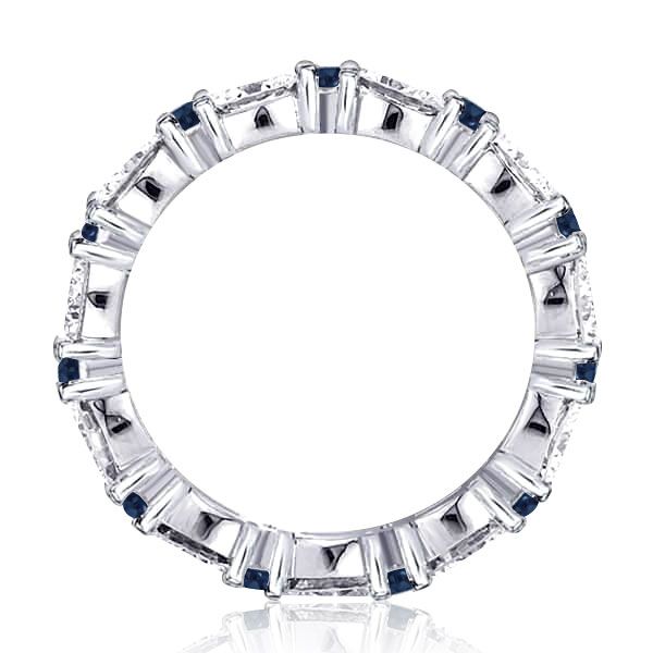 Reese | Blue & White Baguette Eternity Wedding Band For Women