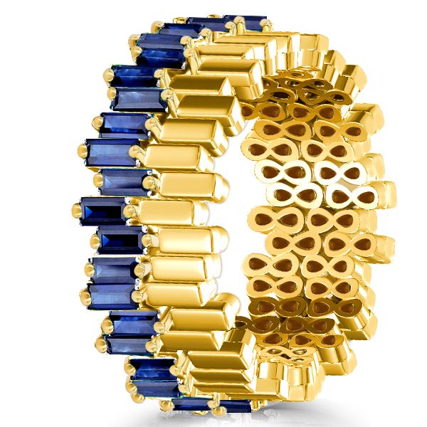 Juliana | Unique Blue Baguette Eternity Wedding Band For Women
