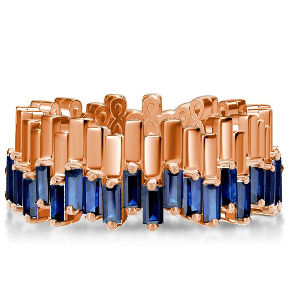Juliana | Unique Blue Baguette Eternity Wedding Band For Women