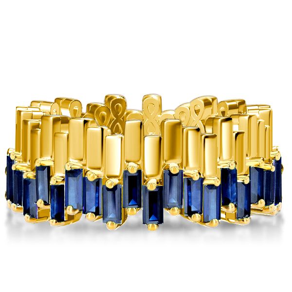 Juliana | Unique Blue Baguette Eternity Wedding Band For Women